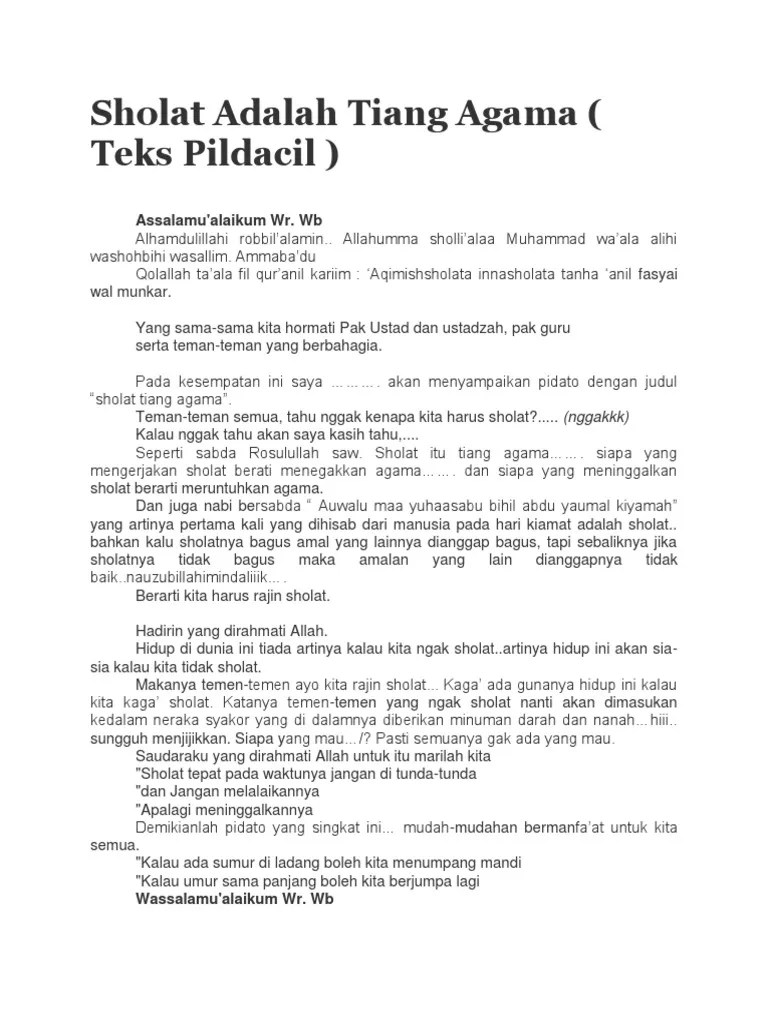 Ahmad) dari anas r.a berkata rasulullah saw bersabda: Sholat Adalah Tiang Agama