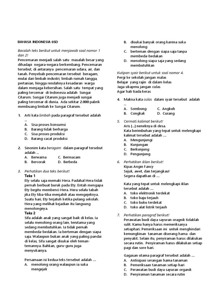 Bahasa Indonesia 6SD | PDF
