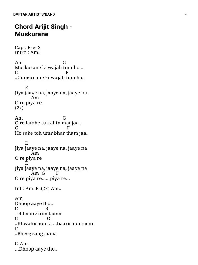 Lirik Lagu Muskurane Indonesianya