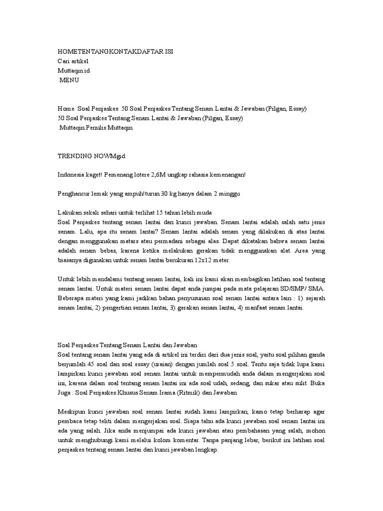 Soal Penjaskes Senam Lantai | PDF