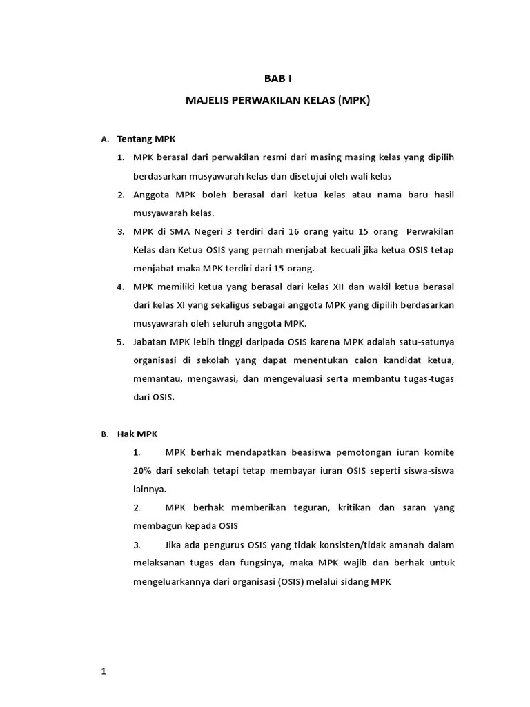 Kesiswaan (Majelis Perwakilan Kelas) | PDF