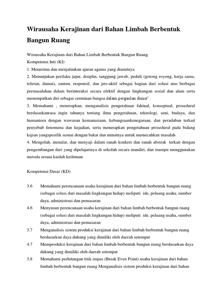 Wirausaha Kerajinan Dari Bahan Limbah Berbentuk Bangun Ruang | PDF