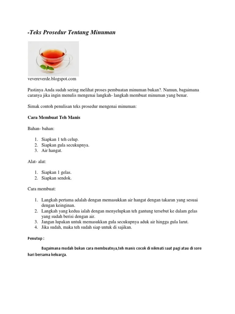 Teks Prosedur Cara Membuat Teh Manis - Berbagi Teks Penting