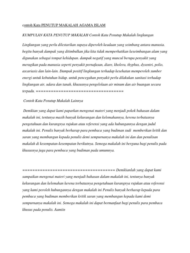 Contoh Kata PENUTUP MAKALAH AGAMA ISLAM | PDF
