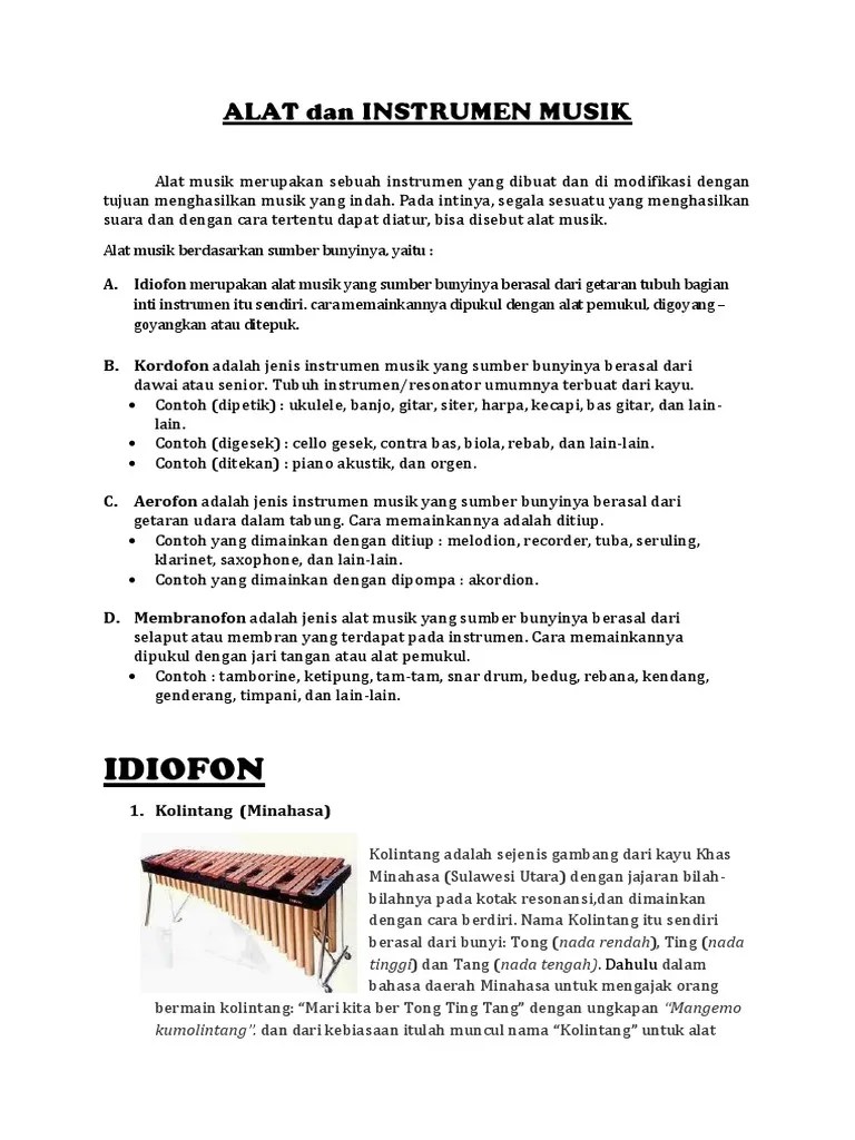 Kolintang Sumber Bunyinya Berasal Dari