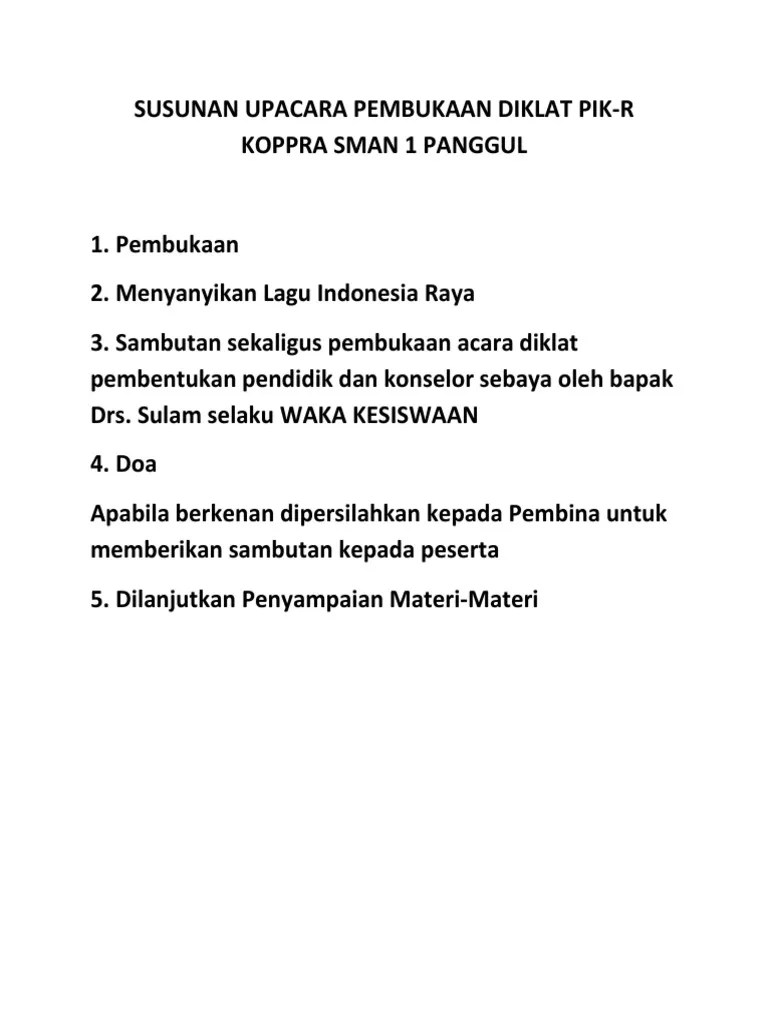 Susunan Upacara Pembukaan Diklat Pik | PDF