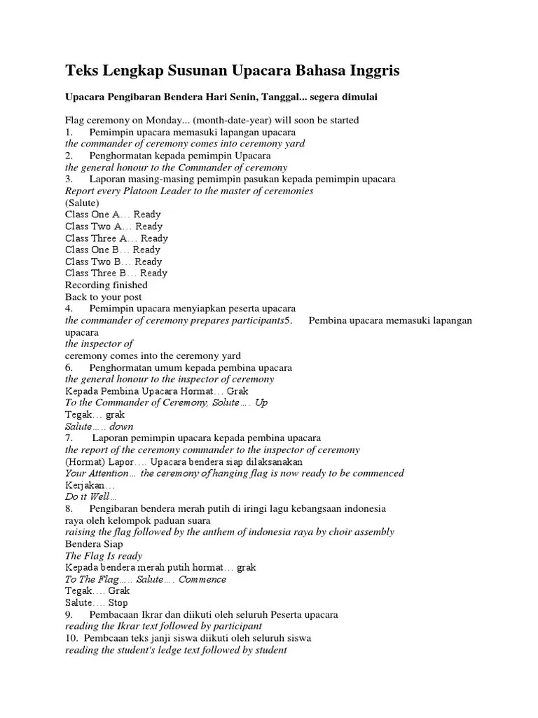 Bahasa Inggris Susunan Acara - Lektur