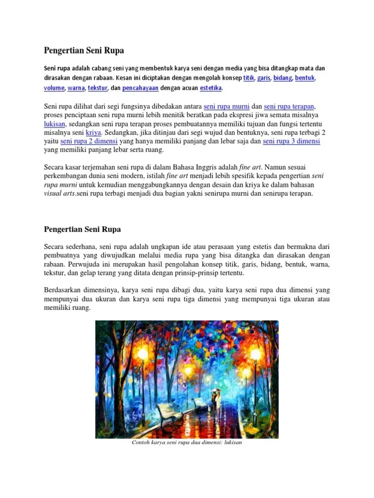 Pengertian Seni Rupa 2 Dimensi