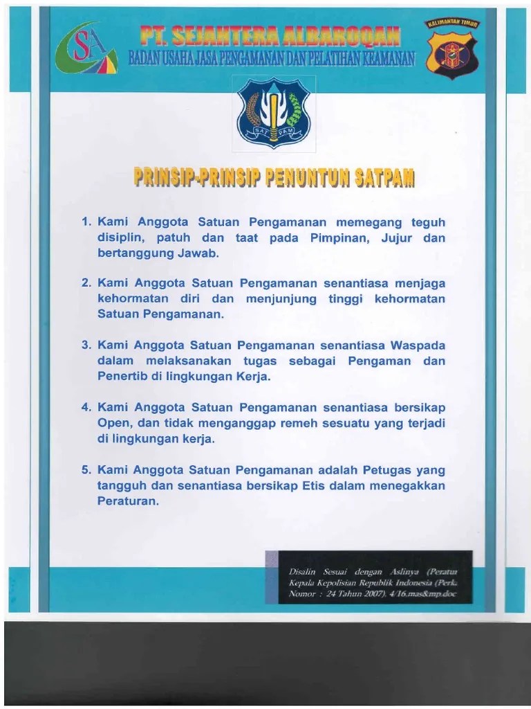 Prinsip-Prinsip Penuntun Satpam | PDF