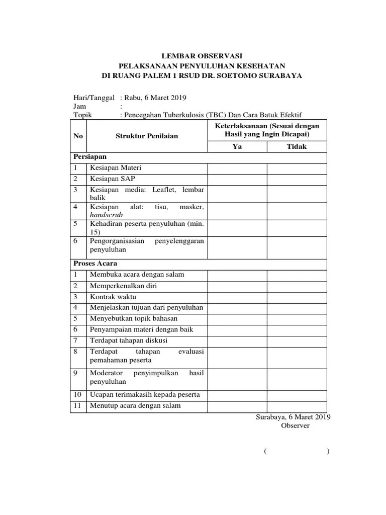LEMBAR OBSERVASI-Daftar Hadir-Pertanyaan | PDF