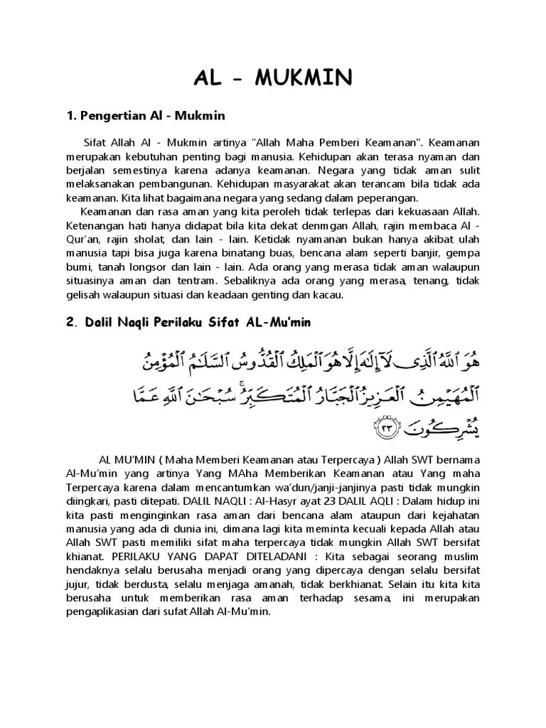 Apa Arti Sifat Al Mu&rsquo;min