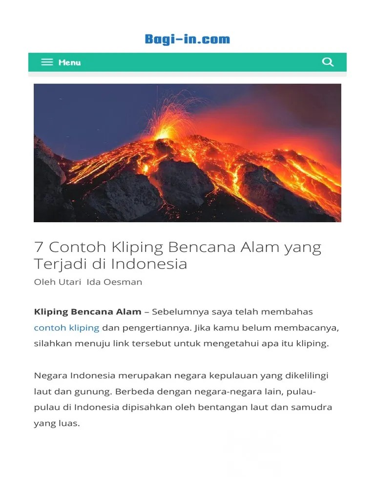 7 Contoh Kliping Bencana Alam Yang Terjadi Di Indonesia | PDF