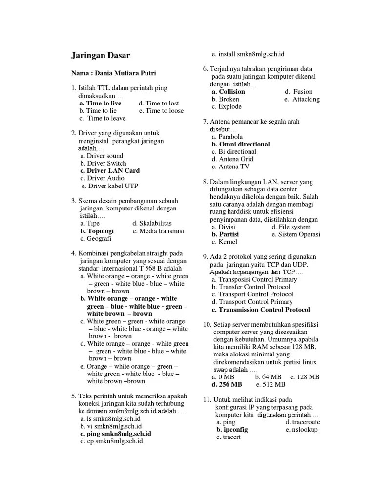 Soal Jaringan Dan Web