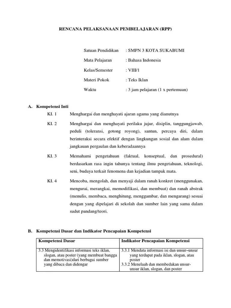 RPP TEKS Iklan | PDF