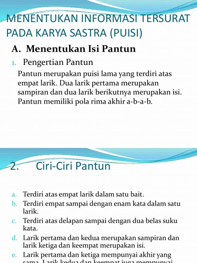 Menentukan Informasi Tersurat Pada Karya Sastra (Puisi | PDF