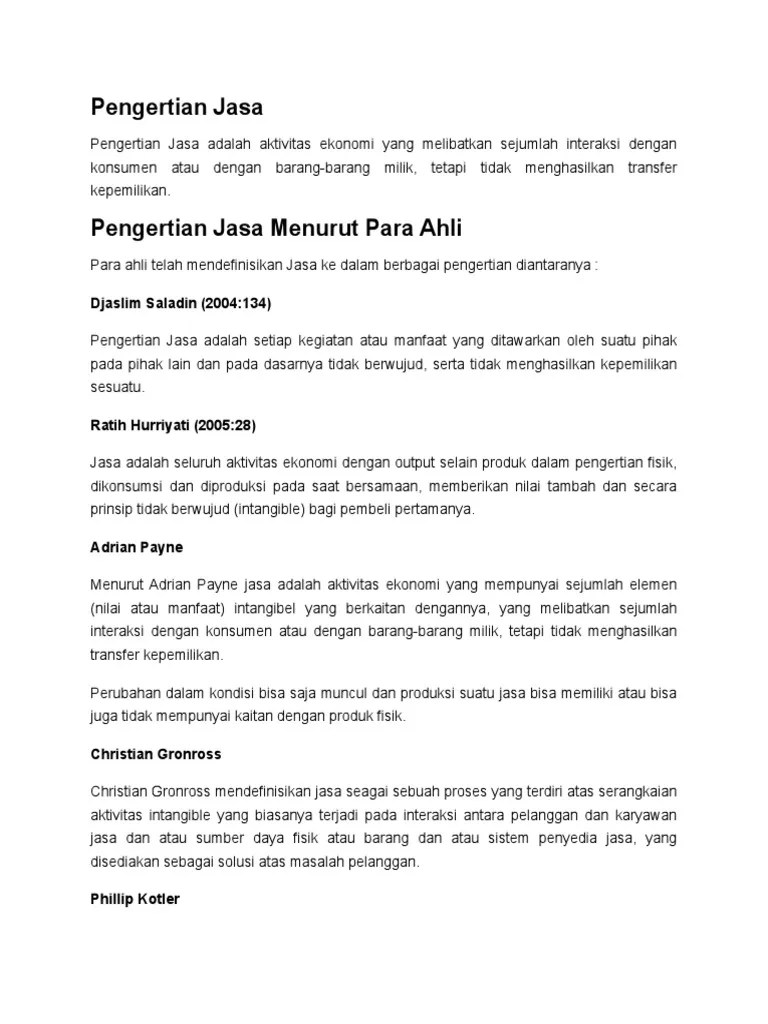 Pengertian Jasa | PDF