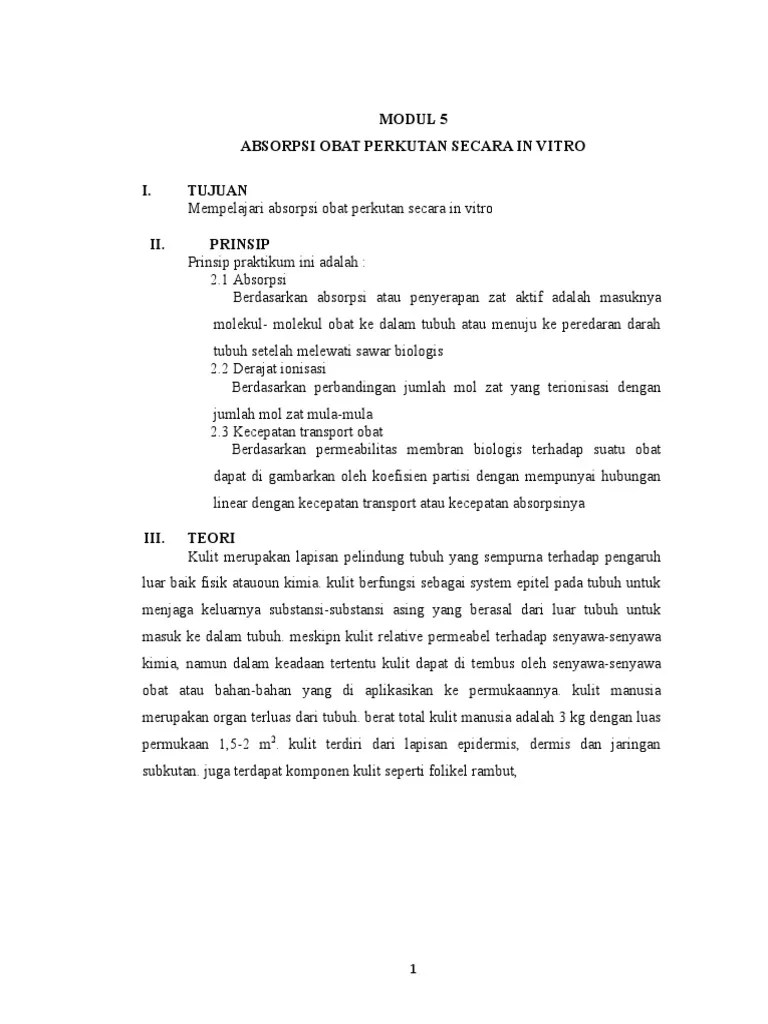 Laporan Uji Absorpsi Obat Perkutan Secara in Vitro Fix-1 | PDF