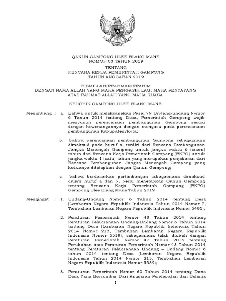 Qanun RKPG 2019 Ubm | PDF