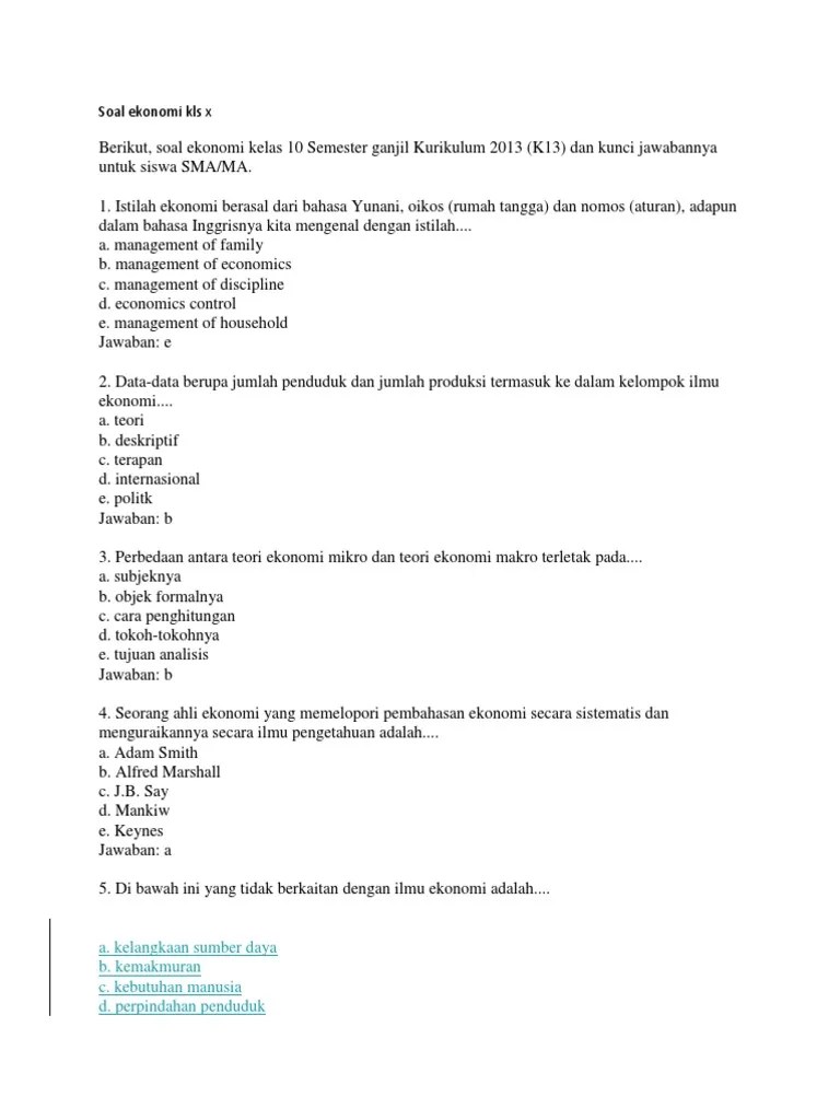 Keputusan pembelian di pasar konsumen adalah…………. Soal Ekonomi Kls X Pdf