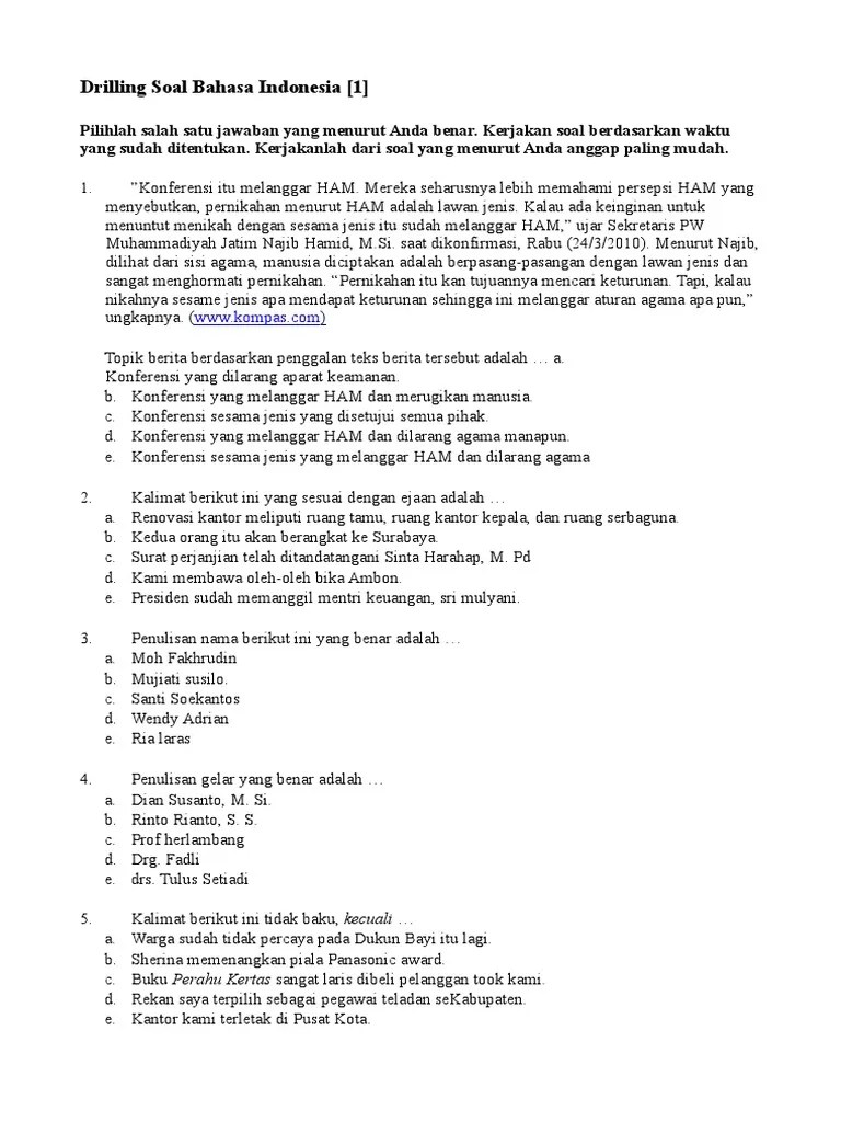 Contoh soal penggunaan ejaan dan tanda baca (pungtuasi) | kunci jawaban. Contoh Soal Dan Jawaban Bahasa Indonesia Tentang Imbuhan Me Kemendikbud