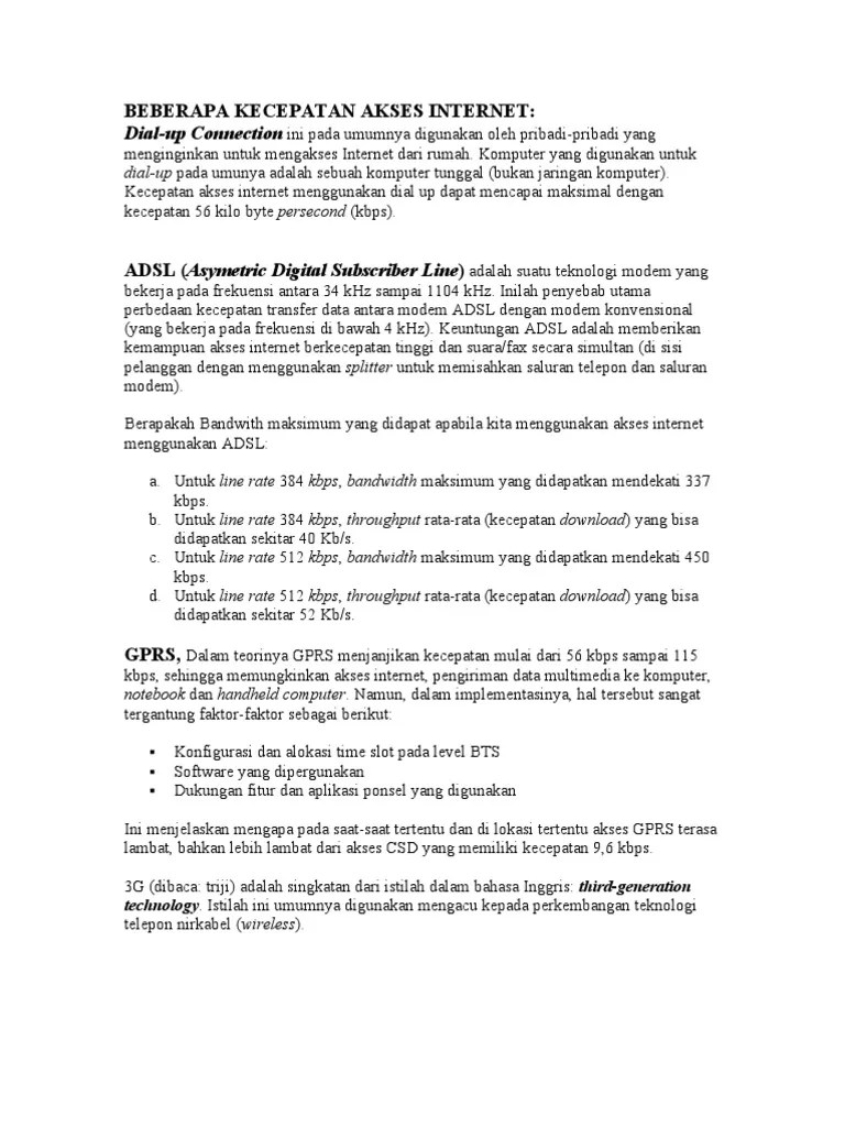 Beberapa Kecepatan Akses Internet | PDF