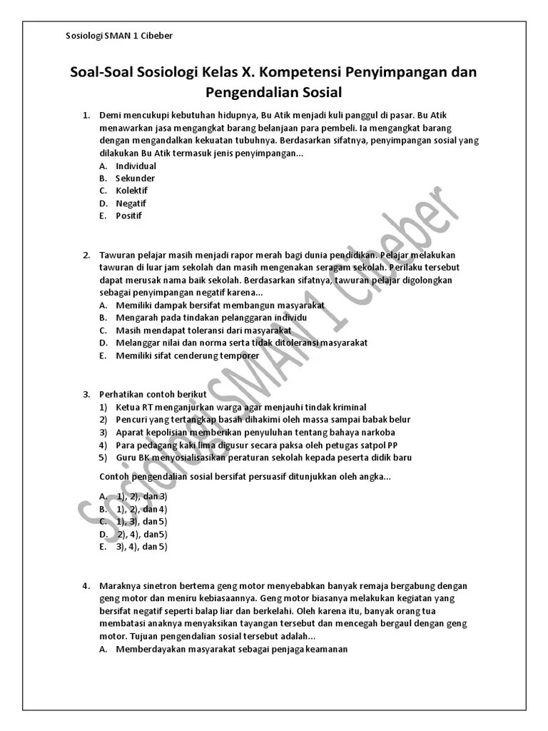 Play this game to review social studies. Materi Dan Soal Sosiologi Kelas X Semester 2 Perilaku Menyimpang Beinyu Com