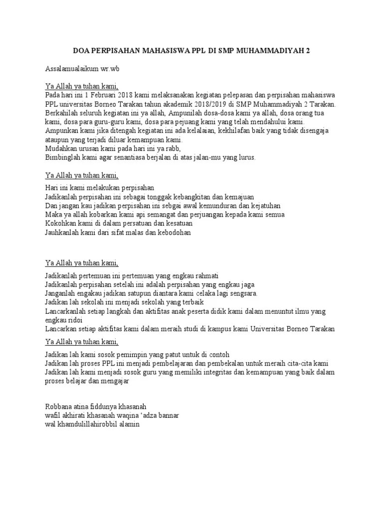 Doa Perpisahan Mahasiswa PPL Di SMP Muhammadiyah 2 | PDF