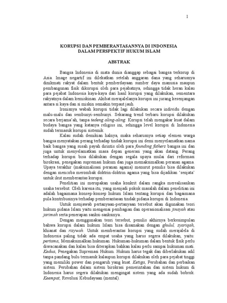 Untuk memberantas kasus korupsi di seluruh wilayah indonesia serta mengusutnya lebih dalam. Jurnal Korupsi Pdf
