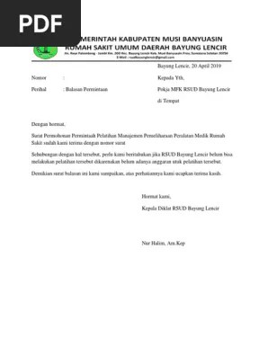 Surat Balasan Diklat | PDF