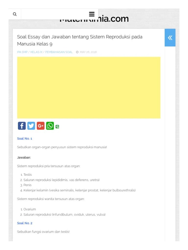 Gangguan dan penyakit pada sistem reproduksi manusia. Soal Sistem Reproduksi Manusia Kelas 9 Dan Jawabannya Dengan