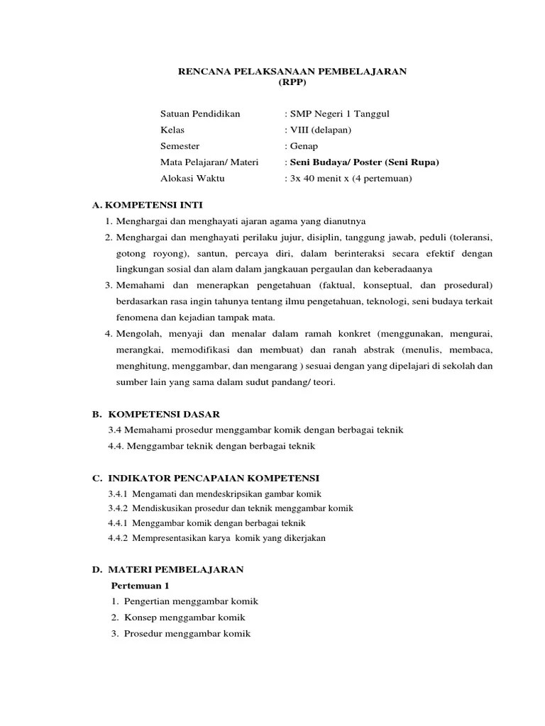 RPP. Seni Rupa Komik | PDF