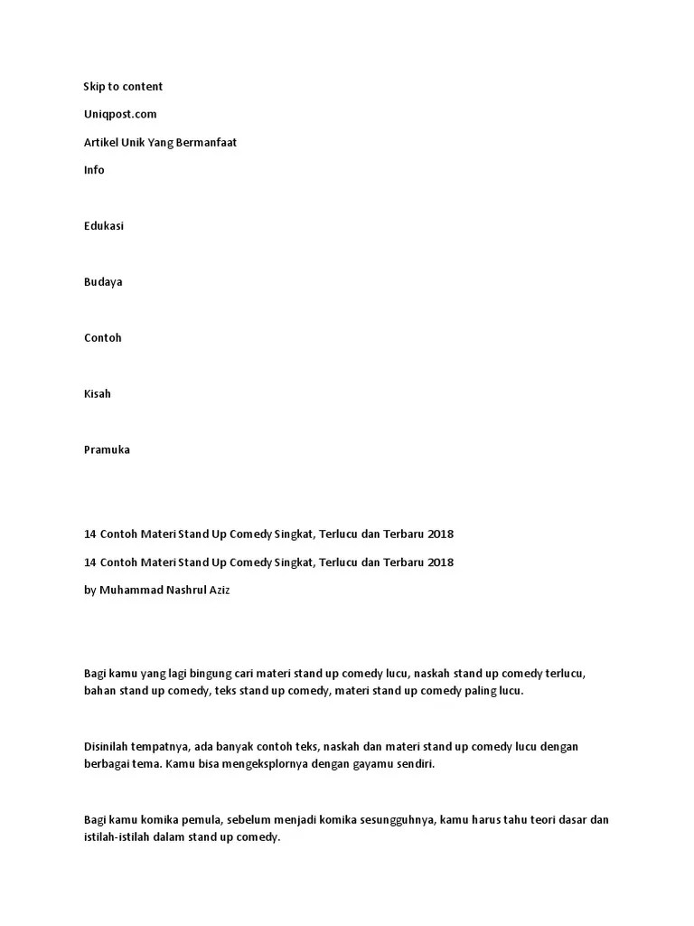 14 contoh materi stand up comedy singkat terlucu dan. Pidato Pdf