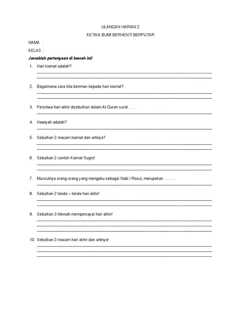 ULANGAN HARIAN 2 Kls 6 | PDF