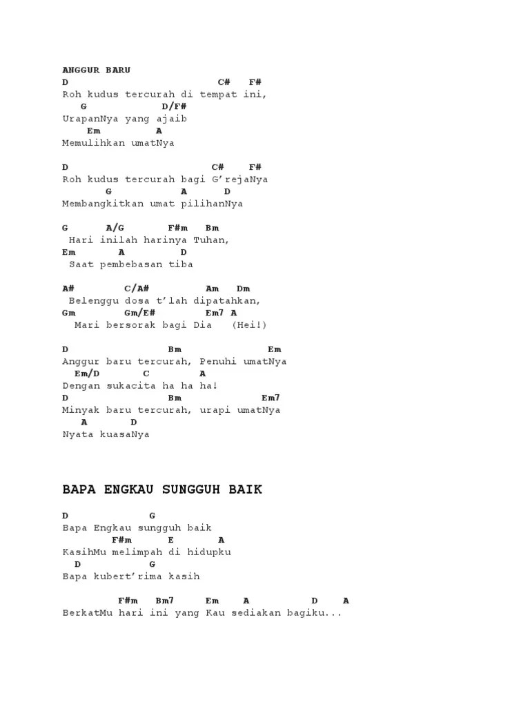 Kunci Gitar Bapa Engkau Sungguh Baik Dari D