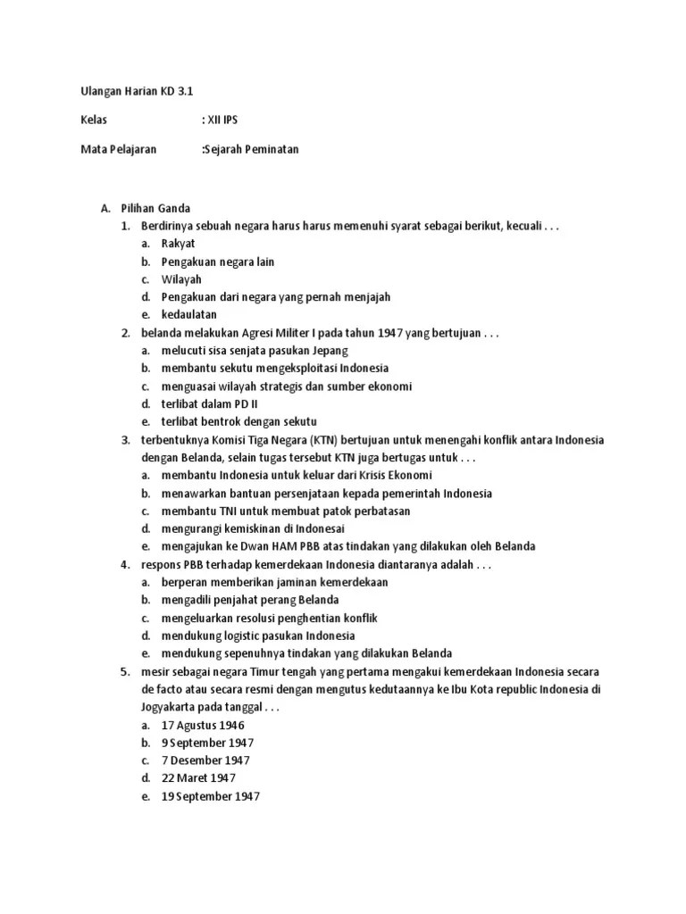 Ulangan Harian KD 3 | PDF