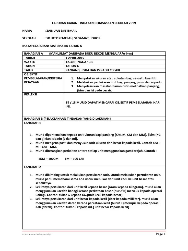 Oleh itu, kajian tindakan ini bertujuan untuk meningkatkan penguasaan pelajar. Laporan Kajian Tindakan Berasaskan Sekolah 2019 Pdf