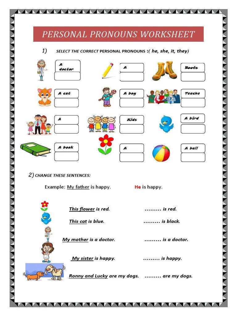 personal pronouns worksheet 2309