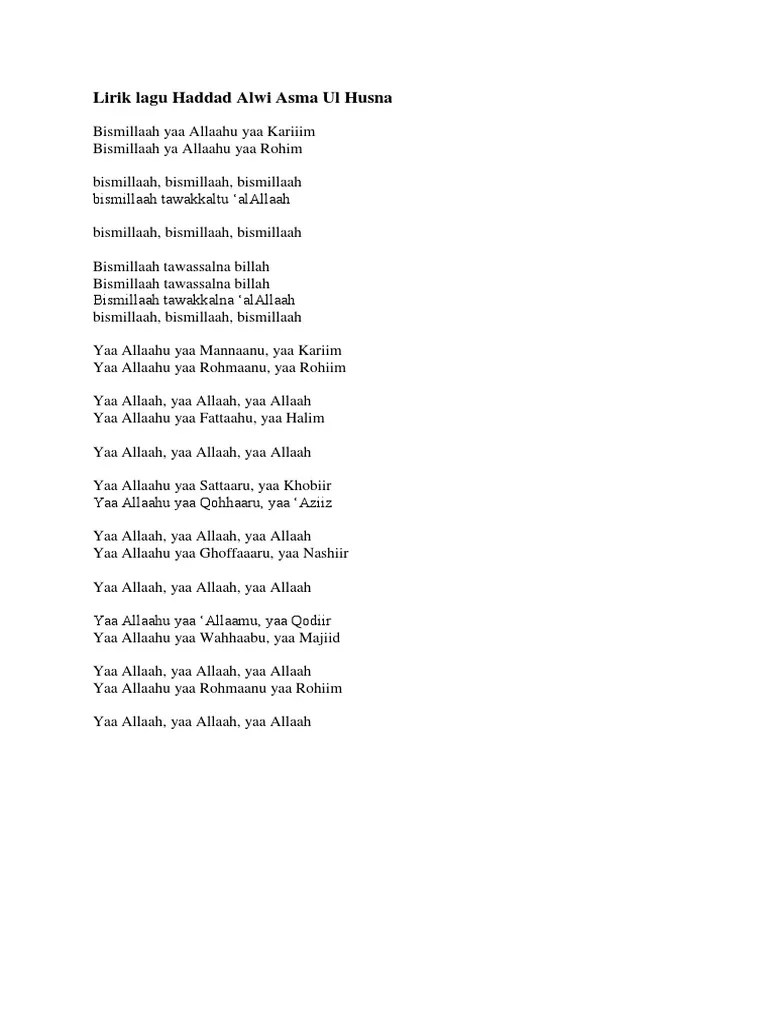 Tercepat Asmaul Husna Lirik
