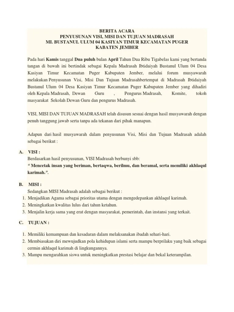 Notulensi Rapat Visi Misi | PDF