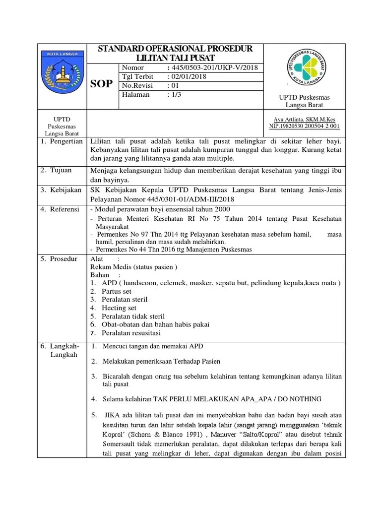 SOP Lilitan Tali Pusat | PDF