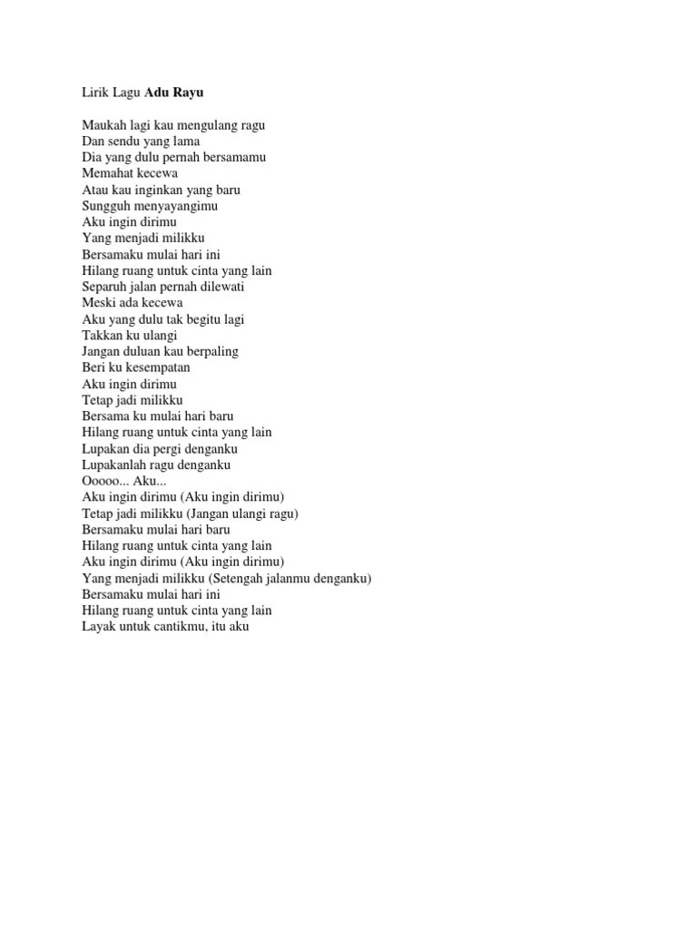 Lirik Lagu Adu Rayu | PDF