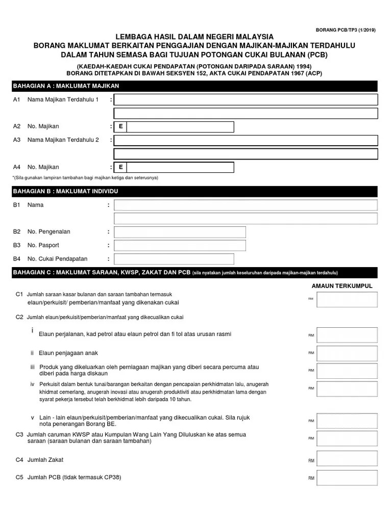 Bacaan terlarang) untuk diri sendiri, suami / isteri atau anak;. Borang Tp 3 2019