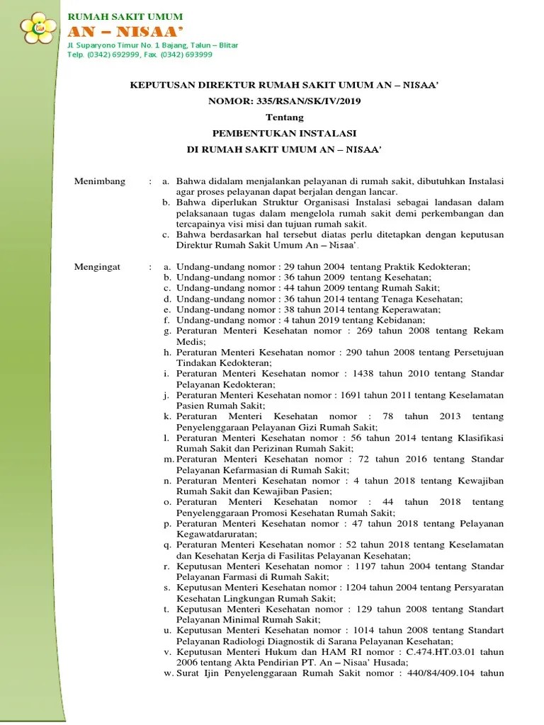 Menyeragamkan format surat keputusan di. Sk Pembentukan Instalasi Pdf