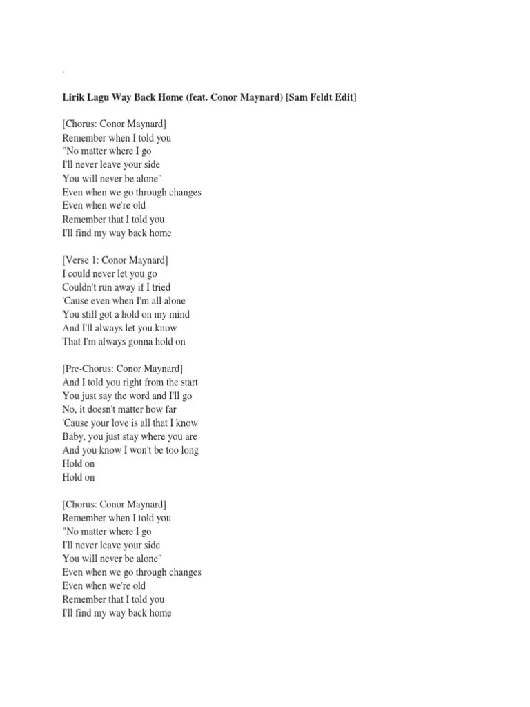 Lirik Lagu Way Back Home | PDF | Musical Forms