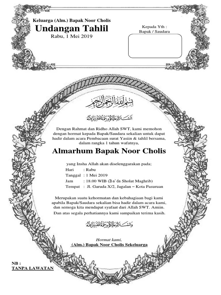 Seluruh civitas akademika umrah berikut kami. Undangan Tahlil Bapak