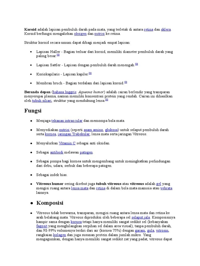 Koroid Adalah Lapisan Pembuluh Darah Pada Mata | PDF