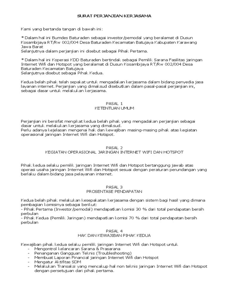 Dalam sistem perbankan di indonesia terdapat dua macam sistem operasional perbankan, yaitu bank konvensional dan bank syariah. Surat Perjanjian Kerjasama Warnet Pdf