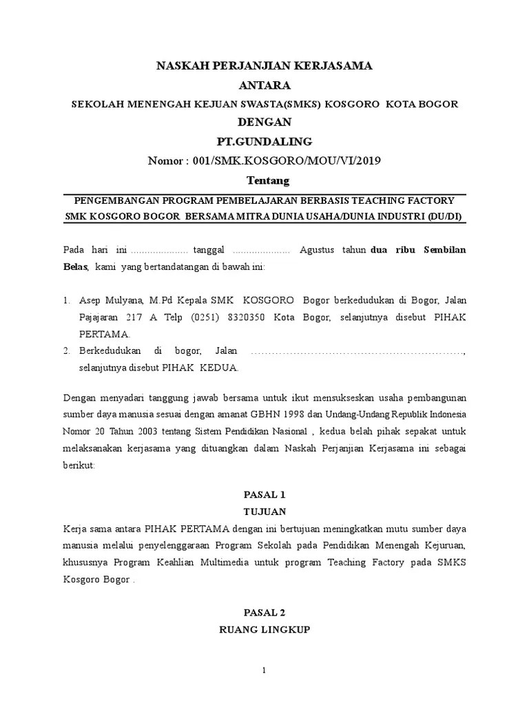 Tersebut memberi bentuk hukum dari pidato dan amanat presiden pada. Mou Smk Kosgoro Dan Gundaling Bogor Tahun 2019 Pdf