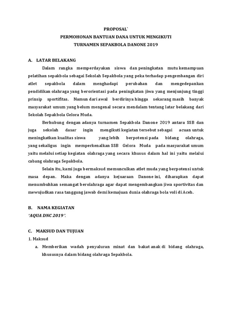 Contoh Proposal Permohonan Dana Pembinaan Sepak Bola