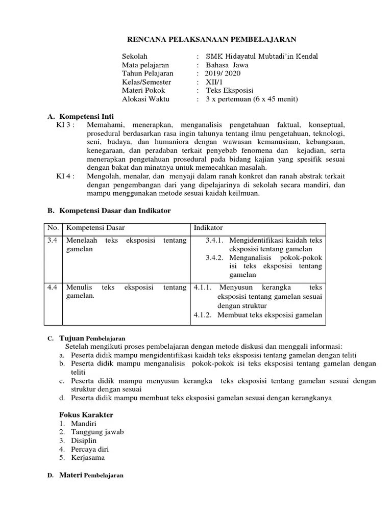 Detail artikel terkait contoh teks eksposisi dalam bahasa jawa singkat. Rpp Eksposisi Gamelan Pdf